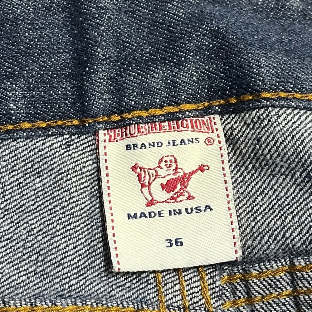 True Religion Billy Jeans Mens 36x32‎ Blue Denim Y2K Bootcut Baggy Hip-Hop